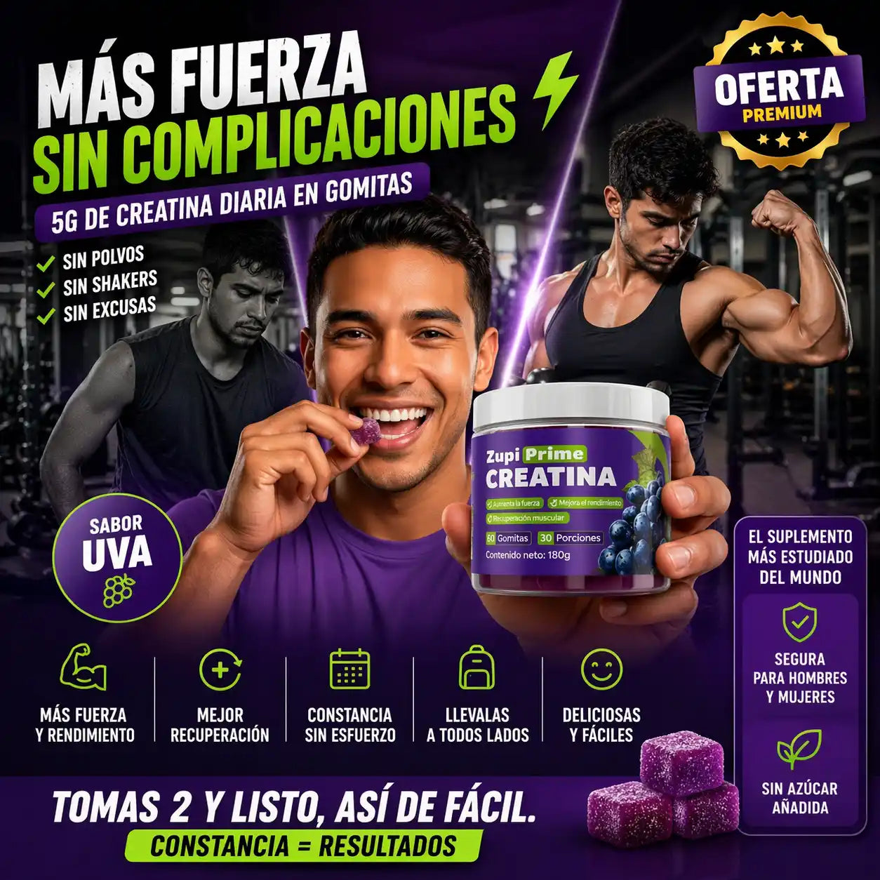 Zupi Prime® Creatine Gummies – Creatina en Gomitas para Más Fuerza sin Complicaciones