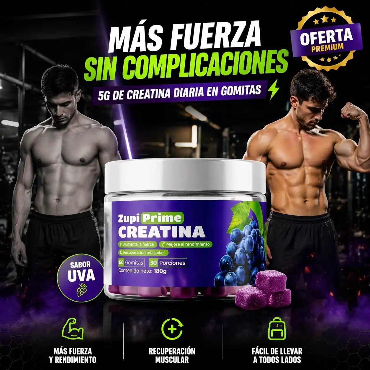Zupi Prime® Creatine Gummies – Creatina en Gomitas para Más Fuerza sin Complicaciones
