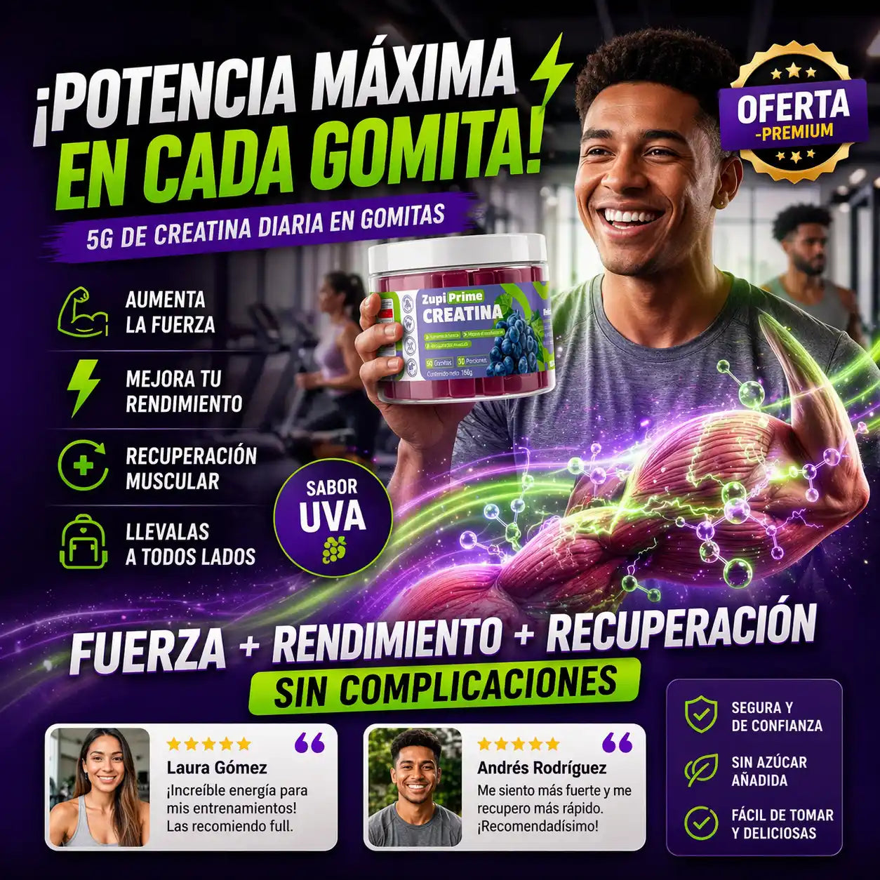Zupi Prime® Creatine Gummies – Creatina en Gomitas para Más Fuerza sin Complicaciones