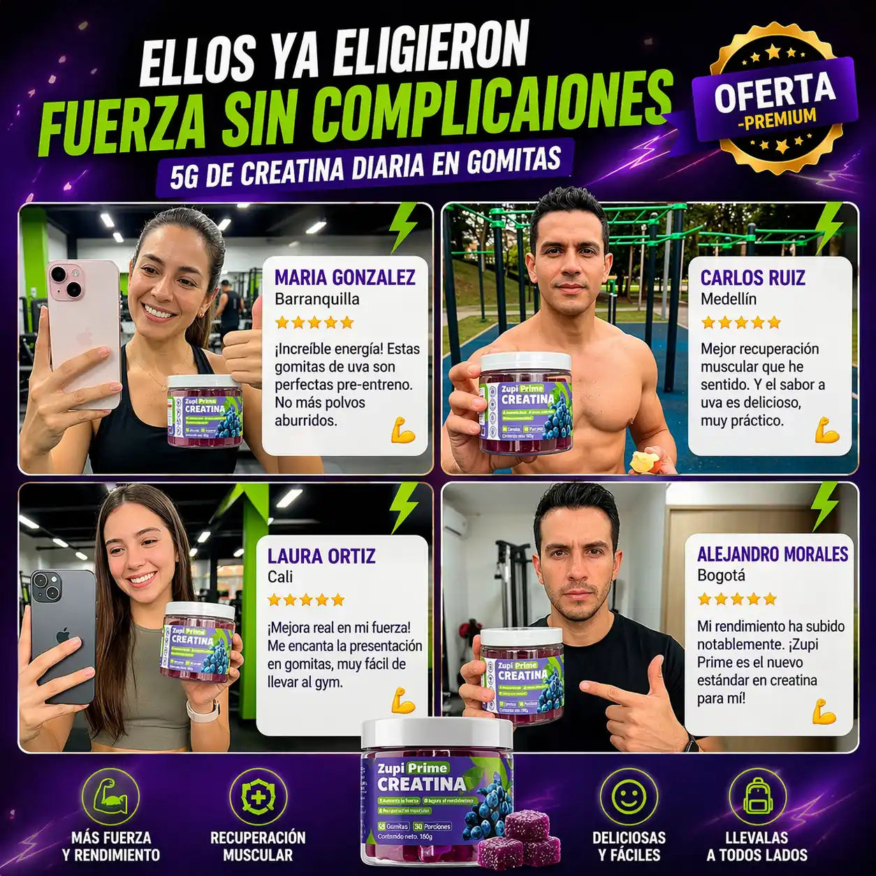 Zupi Prime® Creatine Gummies – Creatina en Gomitas para Más Fuerza sin Complicaciones