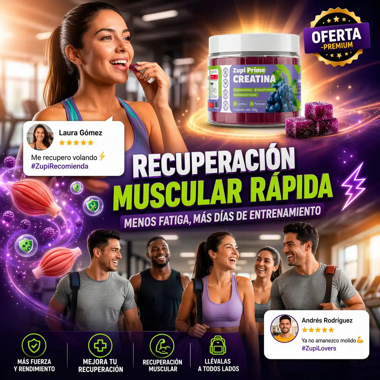 Zupi Prime® Creatine Gummies – Creatina en Gomitas para Más Fuerza sin Complicaciones
