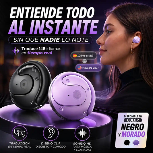 InvisiTalk™ Audífonos Traductores Clip | Entiende cualquier idioma sin que nadie lo note