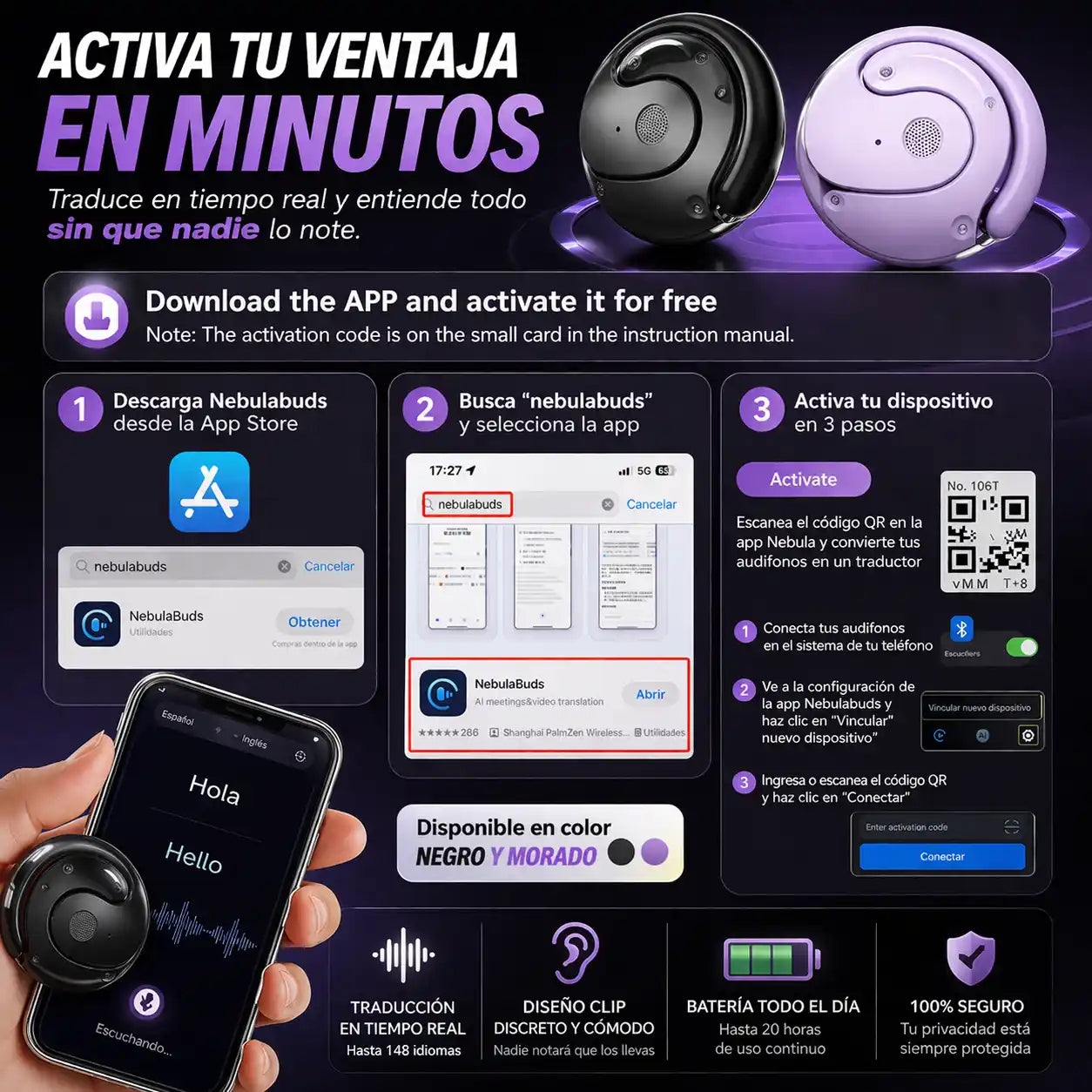 InvisiTalk™ Audífonos Traductores Clip | Entiende cualquier idioma sin que nadie lo note