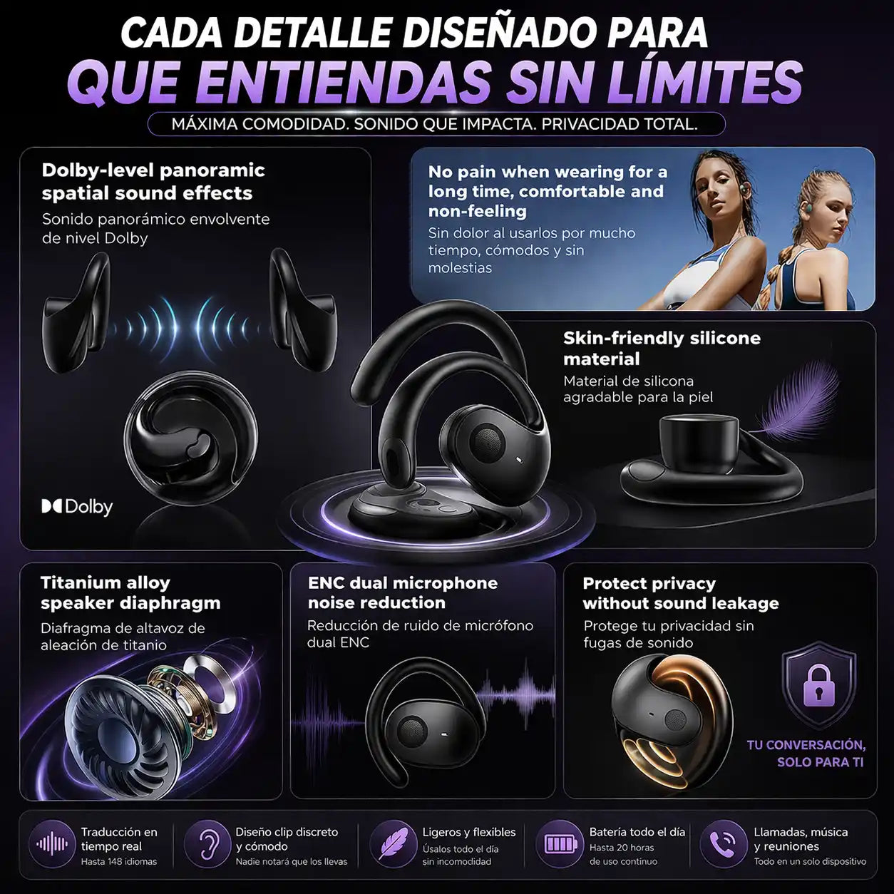 InvisiTalk™ Audífonos Traductores Clip | Entiende cualquier idioma sin que nadie lo note