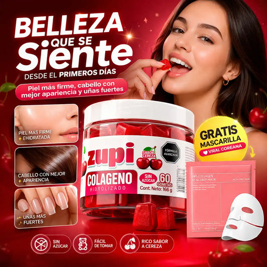 GlowBites™ Gomitas de Colágeno Hidrolizado + Mascarilla Facial | Belleza fácil desde adentro