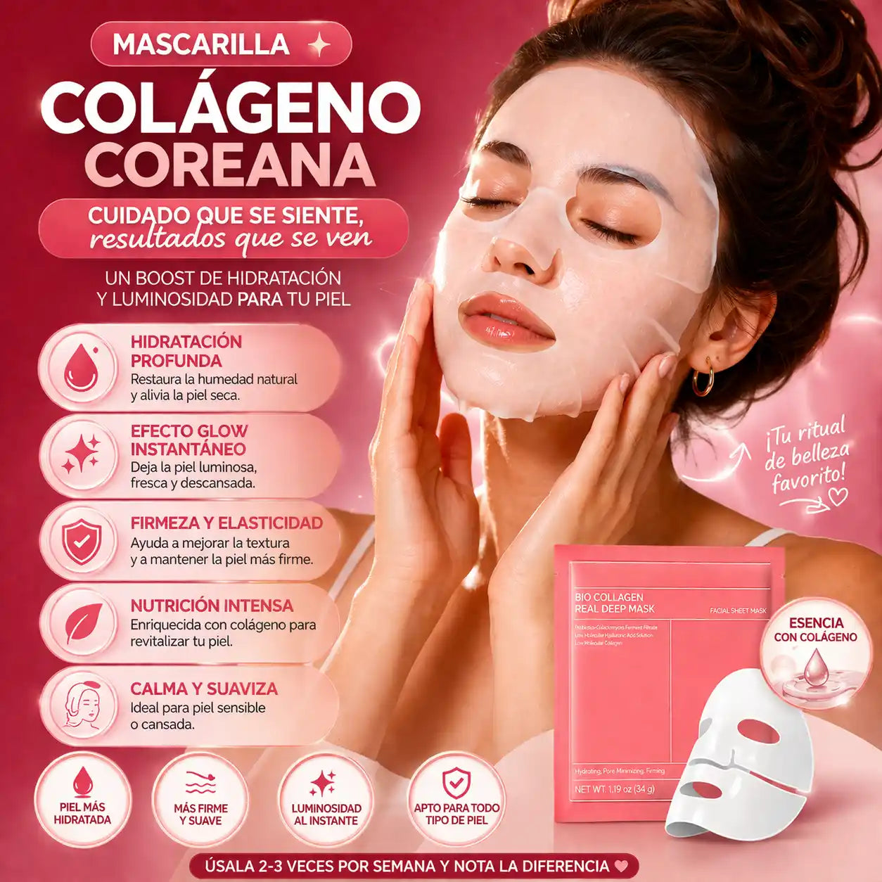GlowBites™ Gomitas de Colágeno Hidrolizado + Mascarilla Facial | Belleza fácil desde adentro